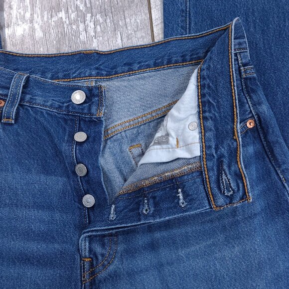 Levis Jeans Womens 30x32 Premium 501 Original Fit Straight High Rise Stretch - Picture 8 of 11